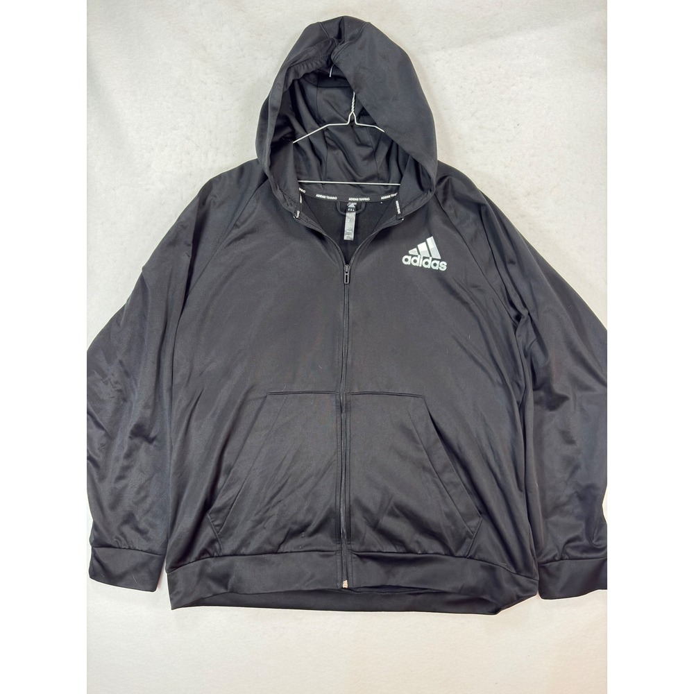 Adidas Training Aeroready Full Zip Hoodie Black Mens 2XL Logo Sweatshirt - Picture 1 of 10